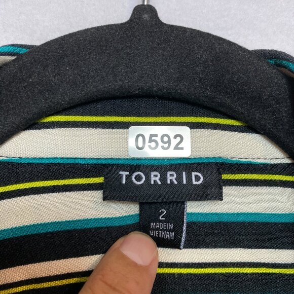 Torrid Dress Womens 2X Green Long Sleeve Mini Rayon Slub Wrap Front $89 NWOT - Picture 3 of 6